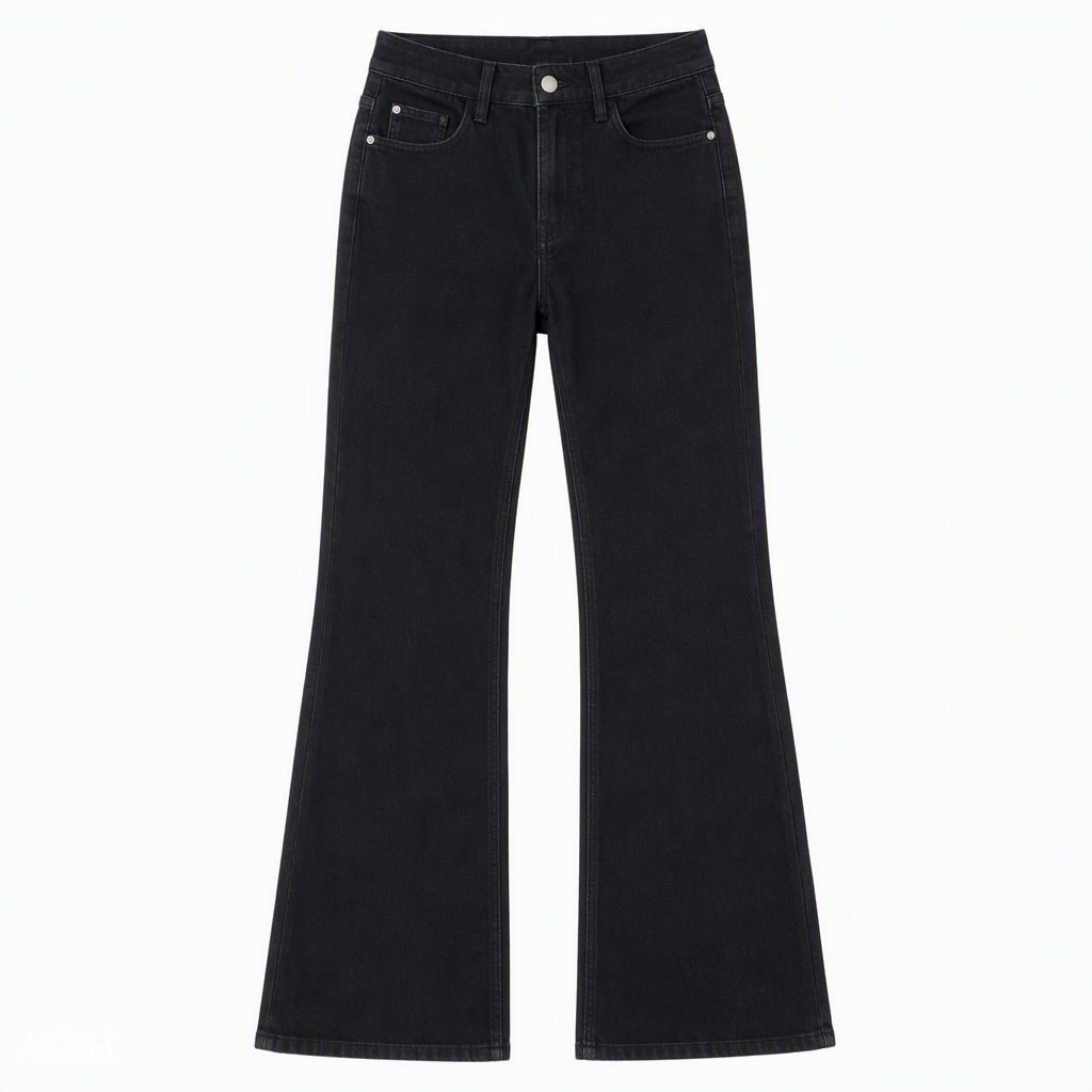 Flat-lay product photo — Embroidered Bootcut Jeans in Black Gray (Style QY88237-1)