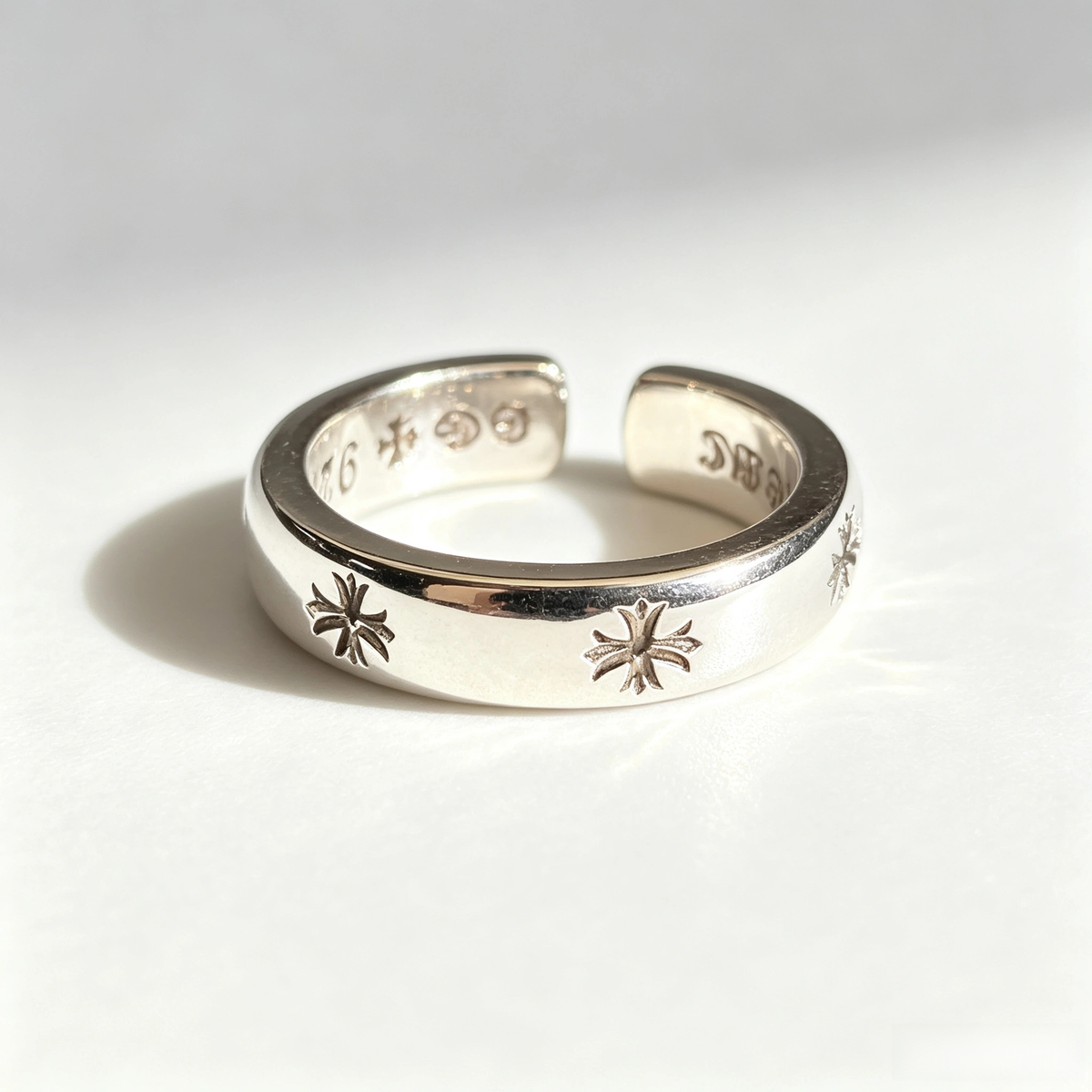 SSE1317 925 Sterling Silver Starburst Open Ring