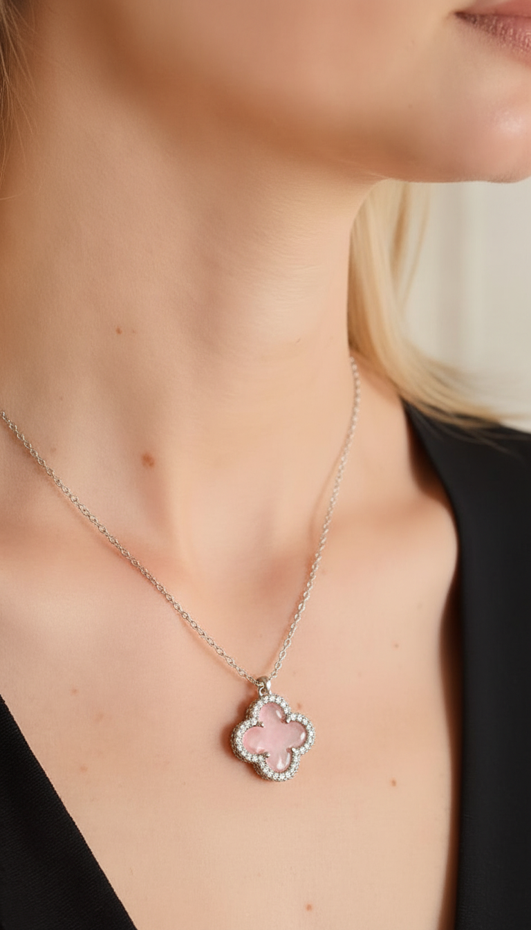 SST1819 925 Sterling Silver Four-Leaf Clover Necklace