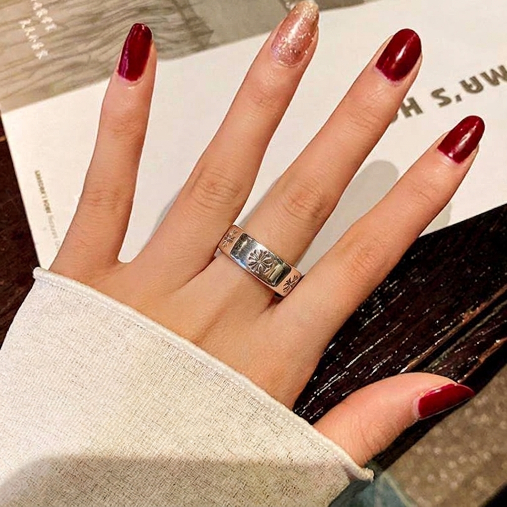 SSE1317 925 Sterling Silver Starburst Open Ring
