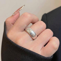 SSE948 925 Sterling Silver Hammered Wide Band Open Ring