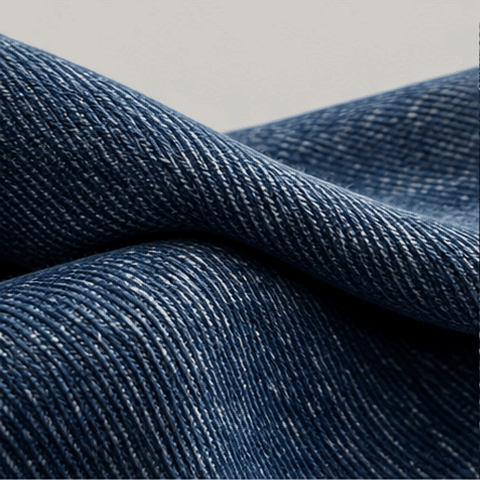 Concept animation of two indigo denim layers sliding against each other to illustrate fabric friction.